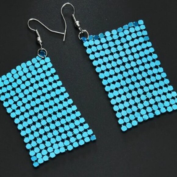 Sequin Statemente Aluminum Earrings Teal, Pink, Red, or Gold - Picture 6 of 7
